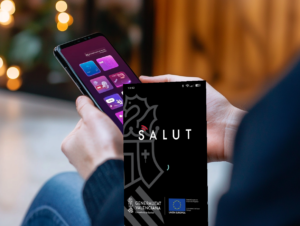 Person hält ein Smartphone mit einer geöffneten Gesundheits-App der Generalitat Valenciana.