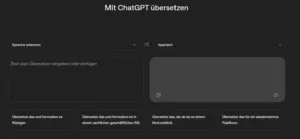 ChatGPT Übersetzer für Deutsch und Spanisch – Screenshot der ChatGPT-Translate-Oberfläche.